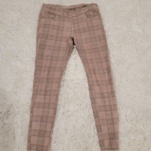 Pink High waist Checked Checkered stretchy pant legging - Jersey treggings